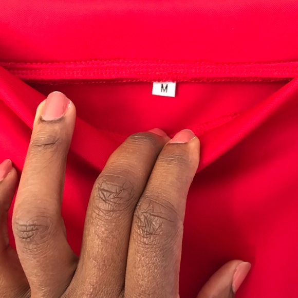 Red scuba material top and skirt set - Picture 7 of 7